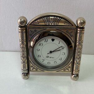 Brighton Silver Square Small Desk Clock Travel Clock Mini Clock